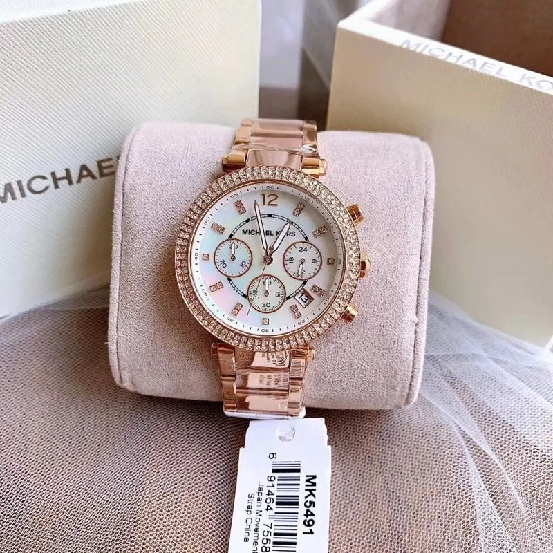 Michael Kors Parker Chronograph White MOP Dial Ladies Watch- MK5491